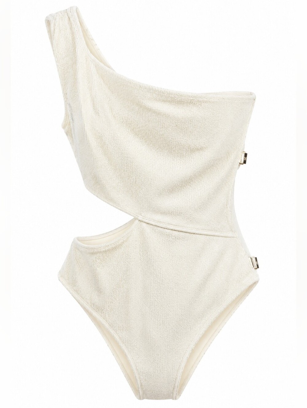 Michael Kors One Shoulder Cutout One Piece Swimsuit Bone NWT 12 Beach Cruise